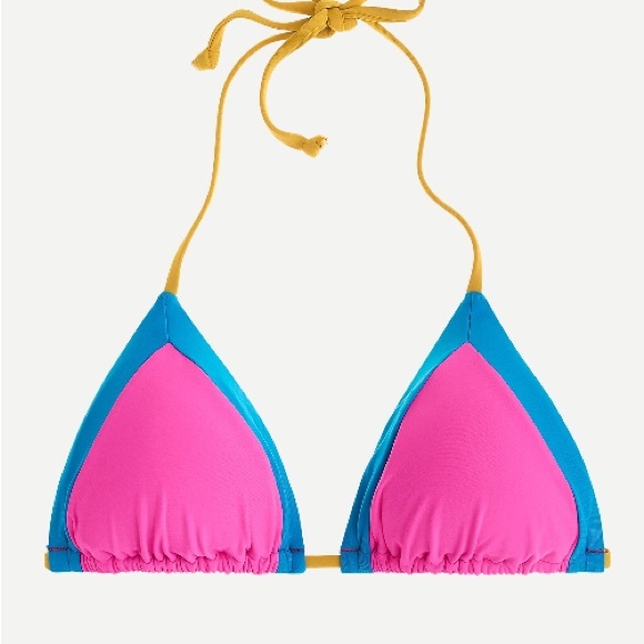 J. Crew Other - J. Crew NWT Pink and Blue Bikini Top with Yellow Straps